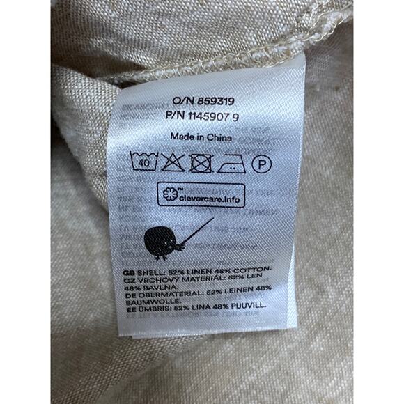 Monki Women's Cream Beige Linen Short Sleeve Button Down Cropped Shirt Size XS - Picture 5 of 5